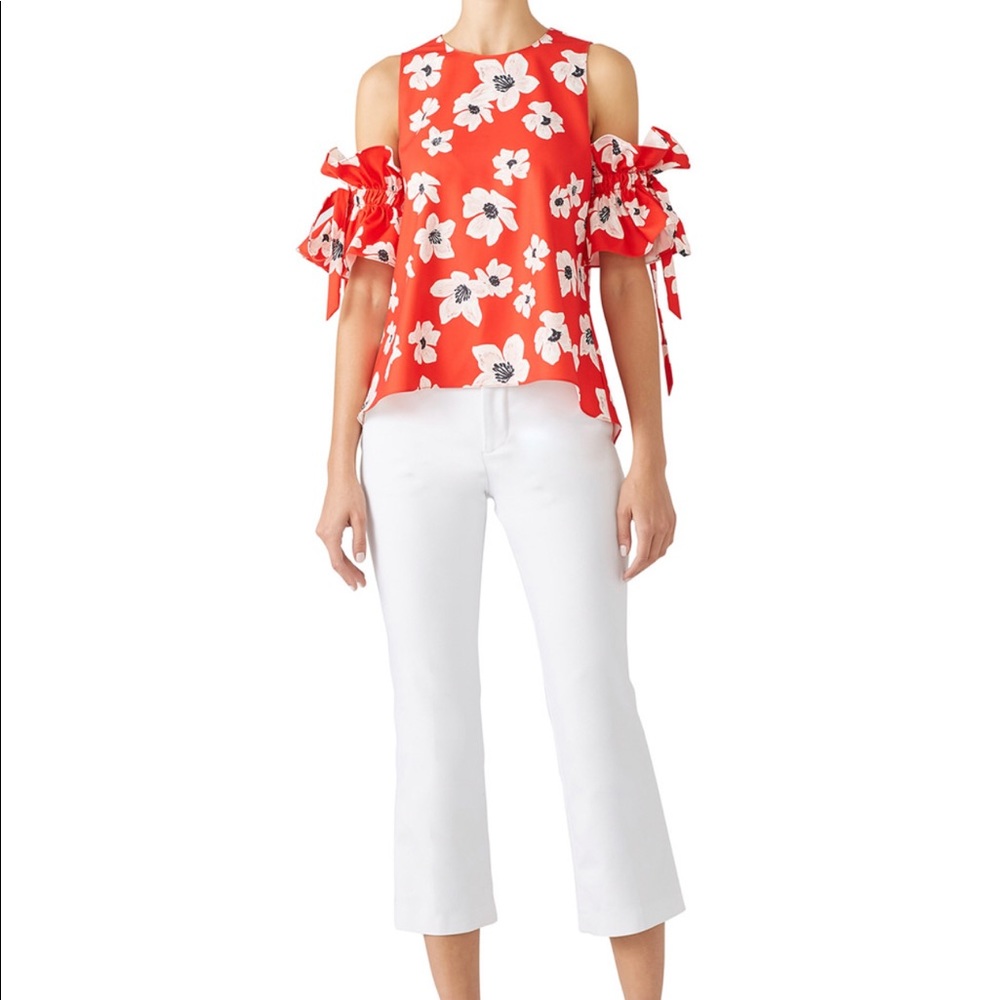 Sachin and Babi Red Floral Etta Top Size Small
